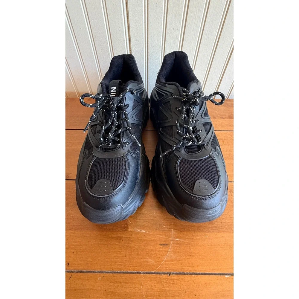 Niluber High Rise Black Chunky Sneaker Women's Size 9‎ Lightweight Non-Slip